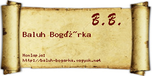 Baluh Bogárka névjegykártya